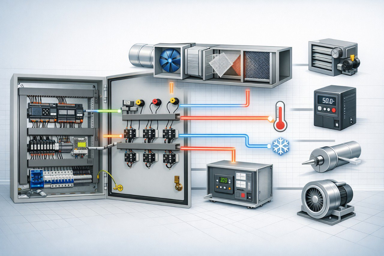 Автоматика приточной вентиляции: датчики CO₂, контроллеры, приводы, панели