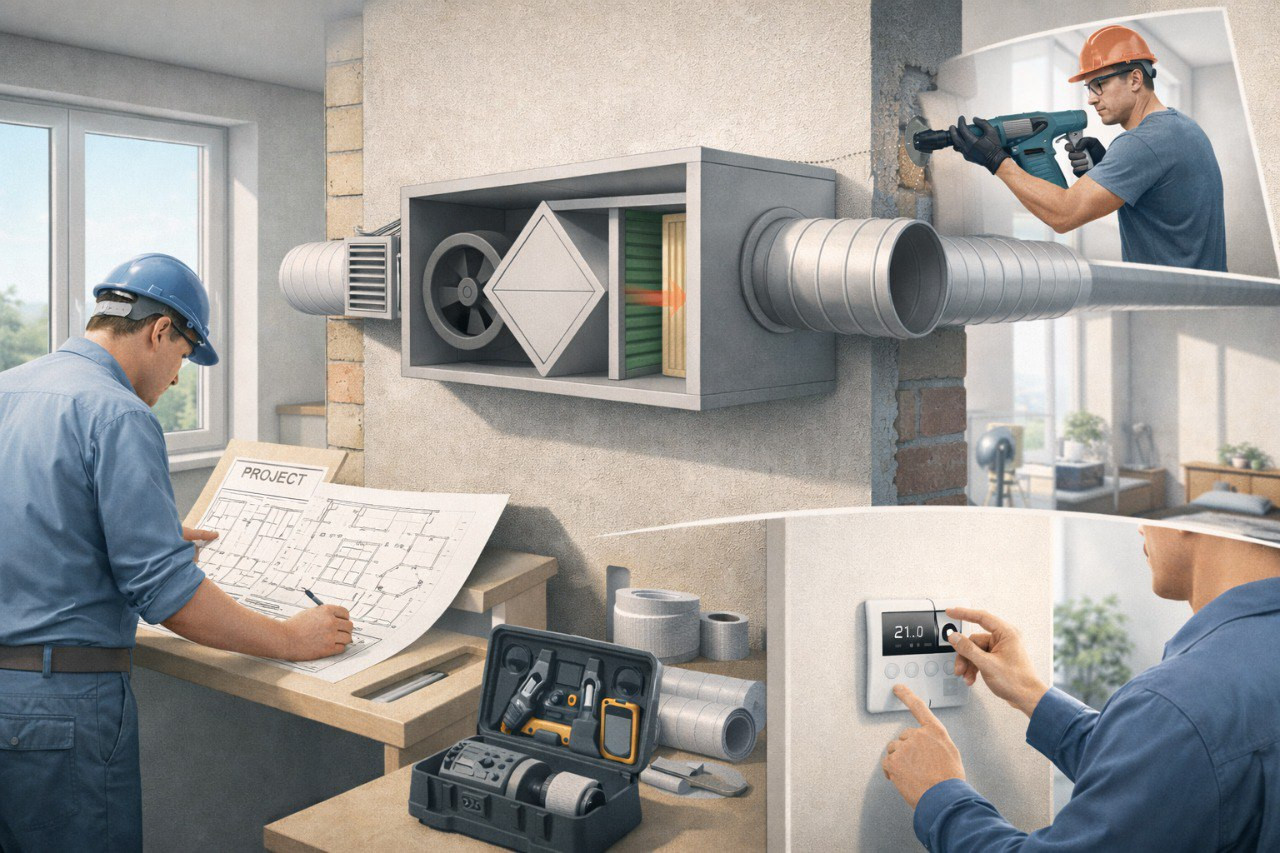 Установка приточной вентиляции: ключевые особенности монтажа в квартире, доме и на производстве
